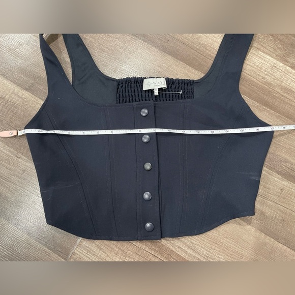 WAYF crop top navy blue Cora Snap front button top corset Dollskill free people - Picture 10 of 15